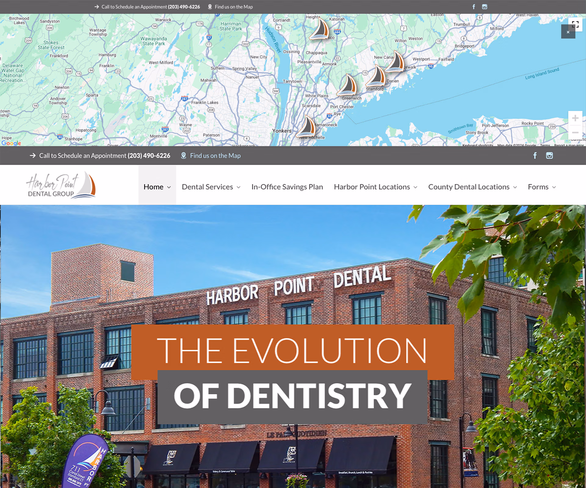 This is the Harbor Point Dental Group's home page. A website design by GaccioneDesign.com
