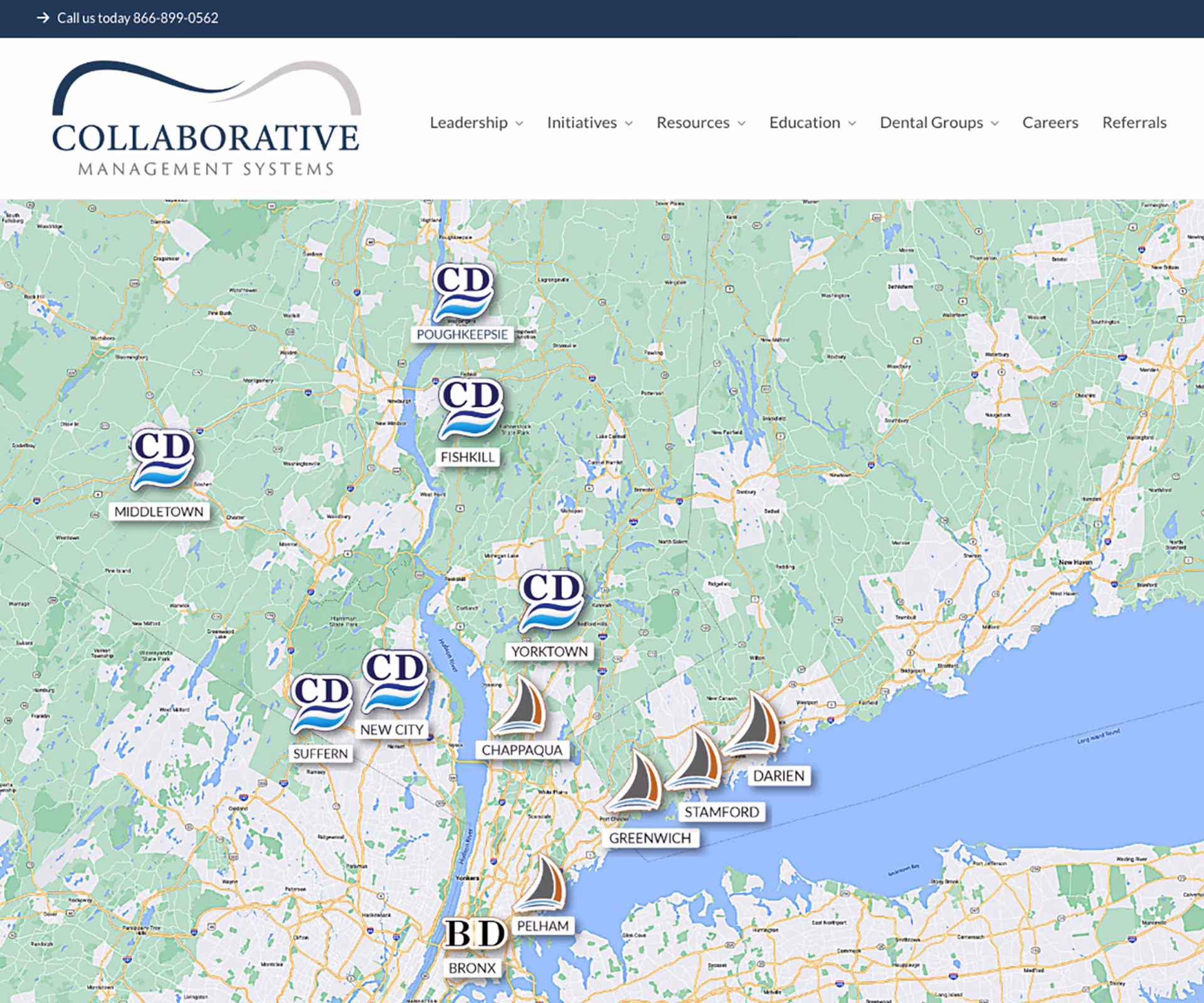This is a location map showing all the County Dental and Harbor Point Dental office locations. A digital design produced by Christopher Gaccione.