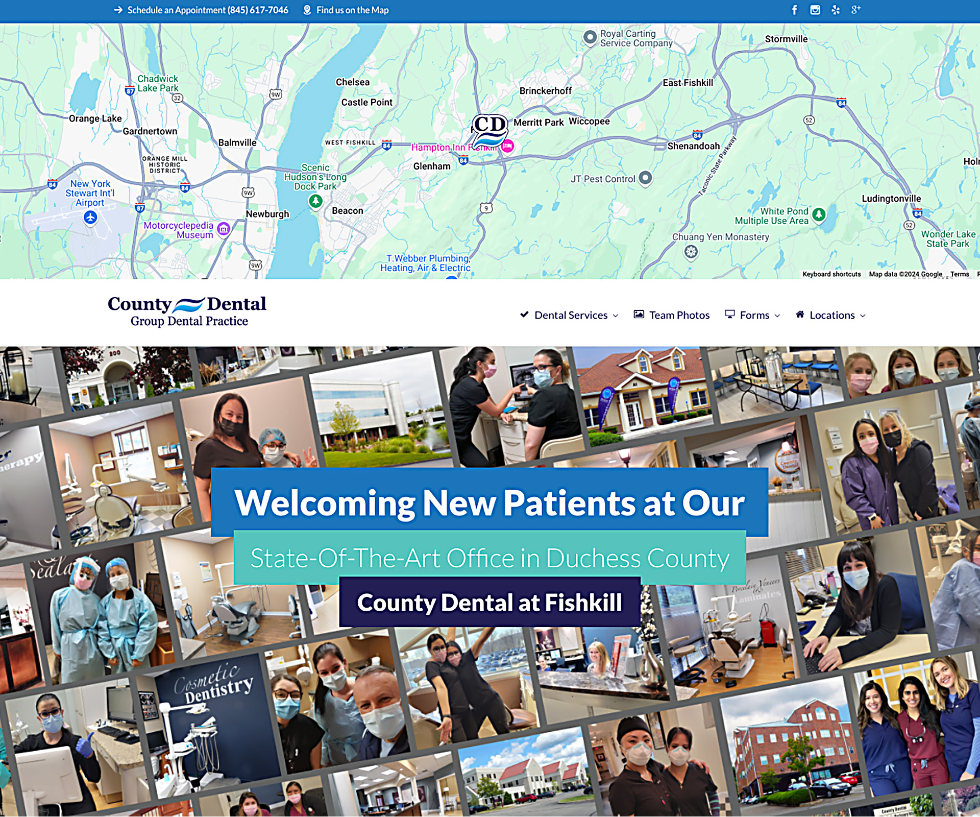 This is the animated home page for County Dental designed by Christopher Gaccione using Slider Revolution and WordPress.