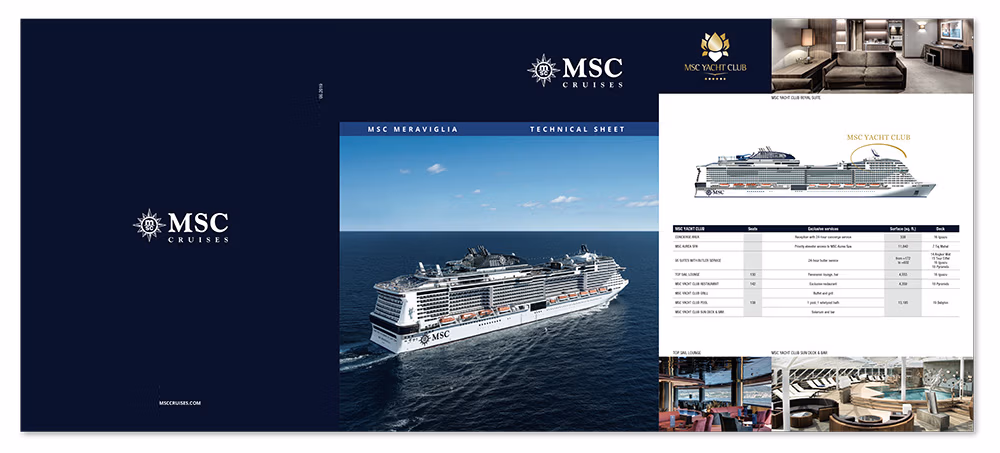 This is a cover of a catalog produced for MSC Cruises by GaccioneDesign.com