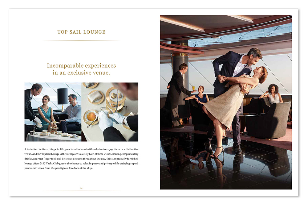 This is a catalog spread done by Christopher Gaccione for MSC Cruises.