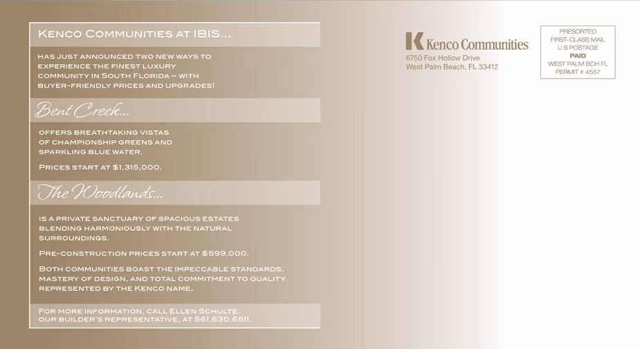 This is the back of a real estate postcard designed by Christopher Gaccione