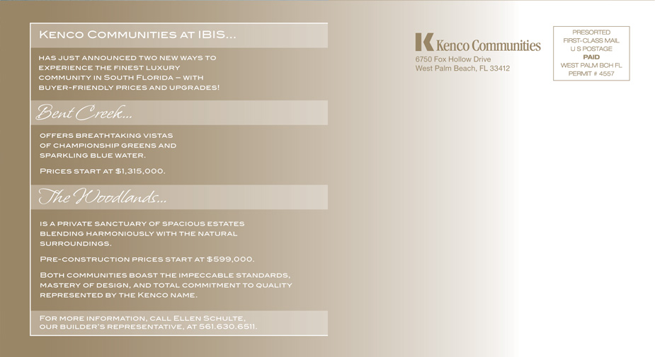 This is the back of a real estate direct mail postcard designed by Christopher Gaccione.
