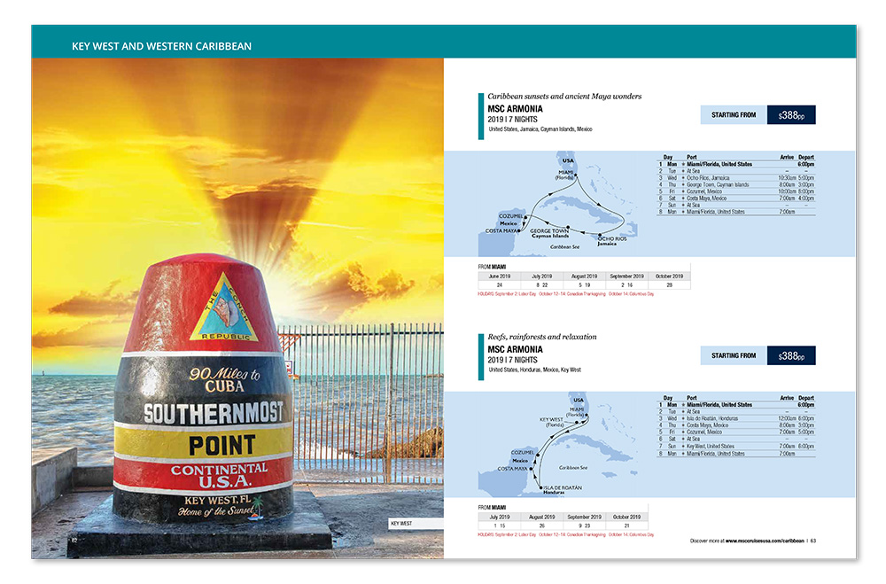 This is a catalog spread done by Christopher Gaccione for MSC Cruises.