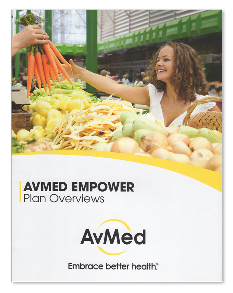 This is the cover for an AvMed brochure produced by Christopher Gaccione.