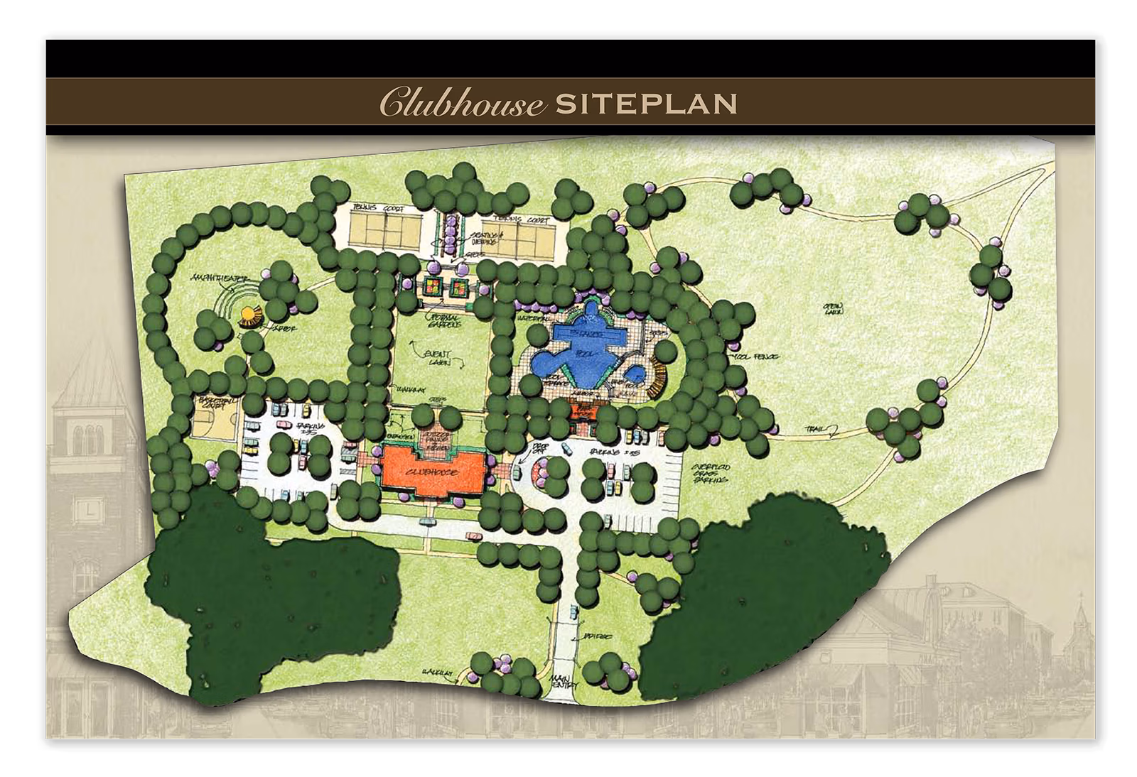 A real estate Clubhouse site plan designed and produced by GaccioneDesign.com